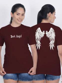 Maroon Cotton Lucifer Women T-shirt