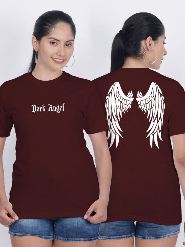 Maroon Cotton Lucifer Women T-shirt