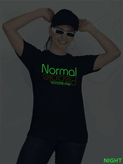 Nblue Cotton Normal People Scares Me Glow in Dark Women T-shirt