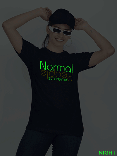Nblue Cotton Normal People Scares Me Glow in Dark Women T-shirt