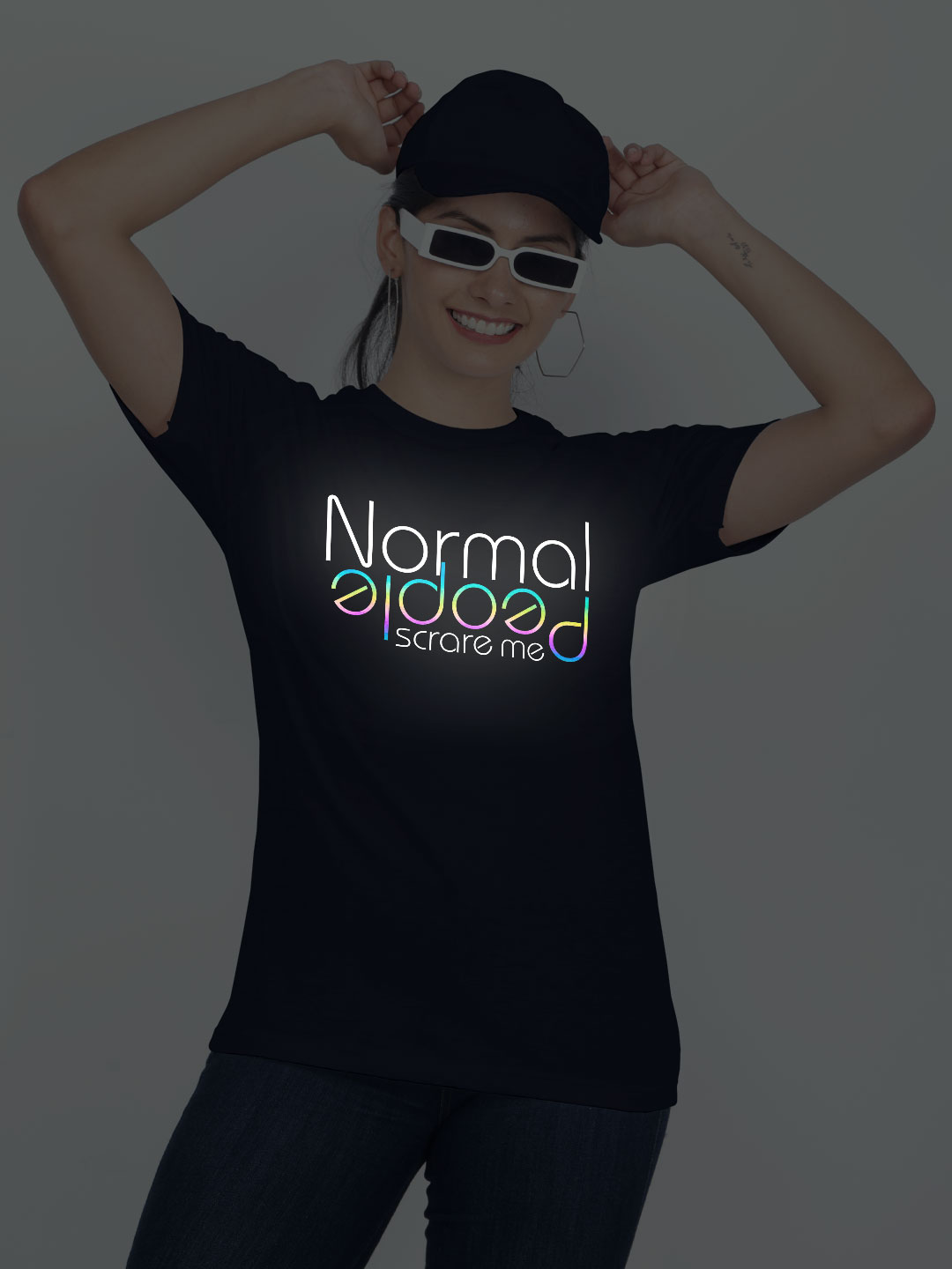 Nblue Cotton Normal People Scares Me Rainbow Women T-shirt