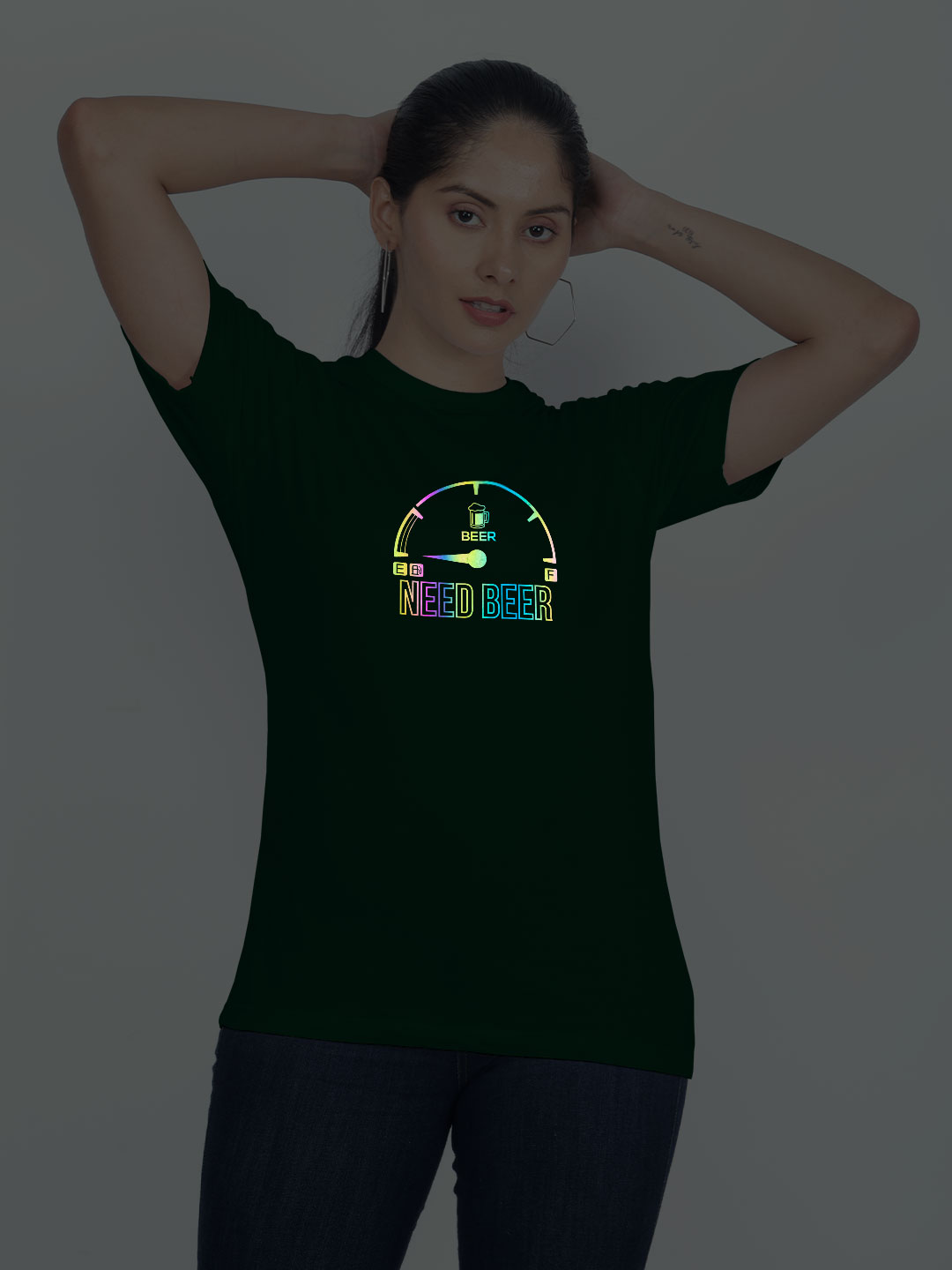Bgreen Cotton Need Beer Rainbow Women T-shirt