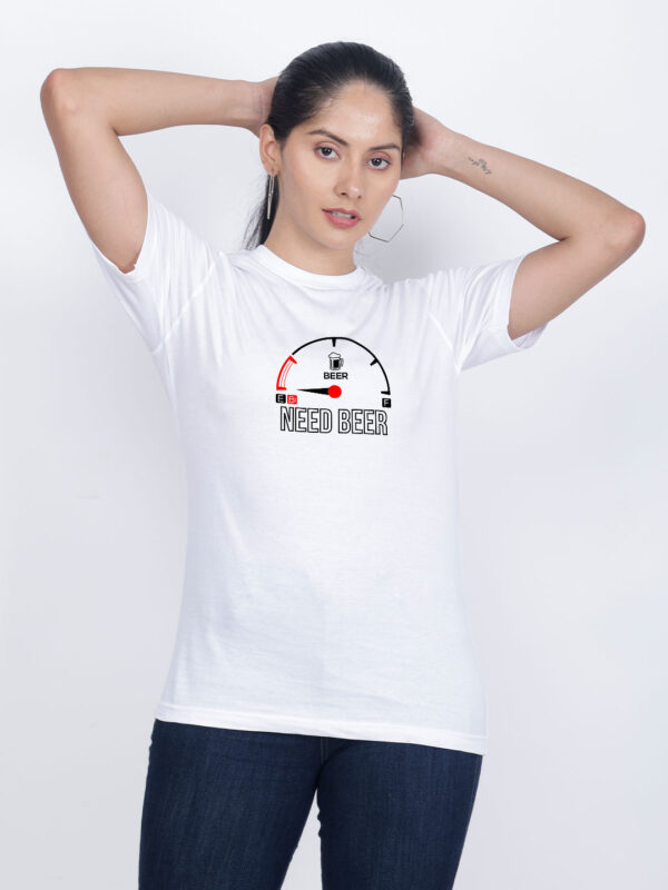 White Cotton Need Beer Women T-shirt