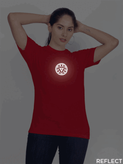Red Cotton Arc Reactor Reflective Women T-shirt