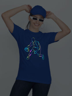 Rblue Cotton Basket Ball player Rainbow Women T-shirt