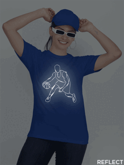 Rblue Cotton Basket Ball player Reflective Women T-shirt