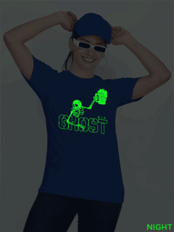 Rblue Cotton Ghost Beer Glow in Dark Women T-shirt