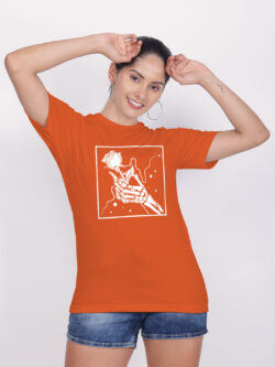 Orange Cotton Rose in Sky Women T-shirt