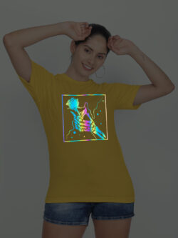 Yellow Cotton Rose in Sky Rainbow Women T-shirt