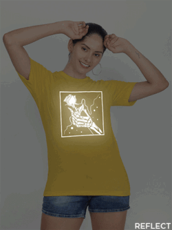 Yellow Cotton Rose in Sky Reflective Women T-shirt