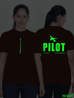 Maroon Cotton Pilot Glow in Dark Women T-shirt
