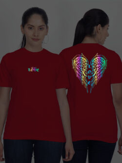 Red Cotton Love Wings Rainbow Women T-shirt