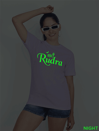 Lavender Cotton Rudra Name Glow in Dark Women T-shirt