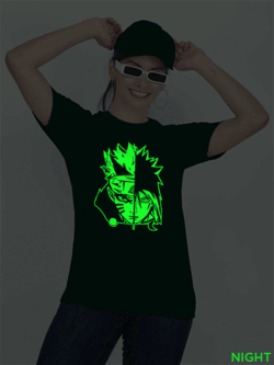 Bgreen Cotton Naruto Glow in Dark Women T-shirt