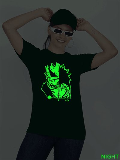 Bgreen Cotton Naruto Glow in Dark Women T-shirt