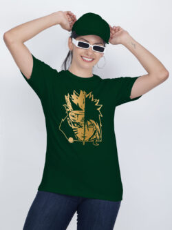 Bgreen Cotton Naruto Gold Printed Printed Women T-shirt