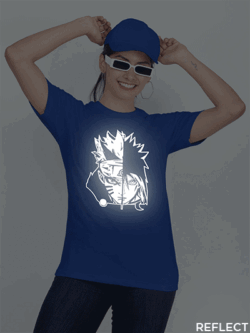 Rblue Cotton Naruto Reflective Women T-shirt