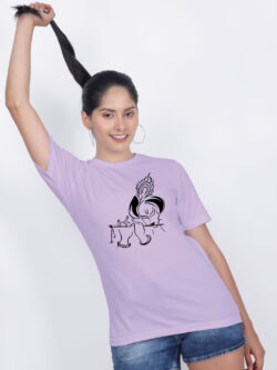 Lavender Cotton Flute Krishna Women T-shirt