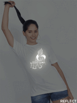White Cotton Flute Krishna Reflective Women T-shirt