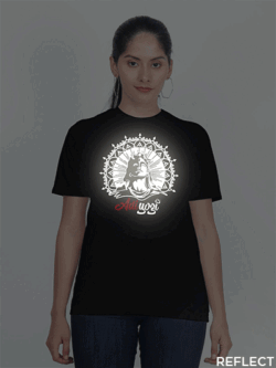 Black Cotton Adiyogi Reflective Women T-shirt