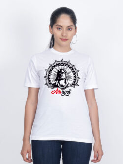 White Cotton Adiyogi Women T-shirt