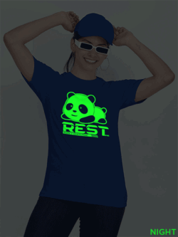 Rblue Cotton Panda Glow in Dark Women T-shirt