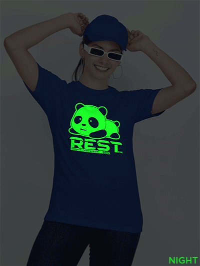Rblue Cotton Panda Glow in Dark Women T-shirt
