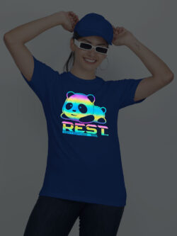 Rblue Cotton Panda Rainbow Women T-shirt