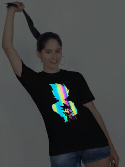 Black Cotton Goku Fighter Rainbow Women T-shirt
