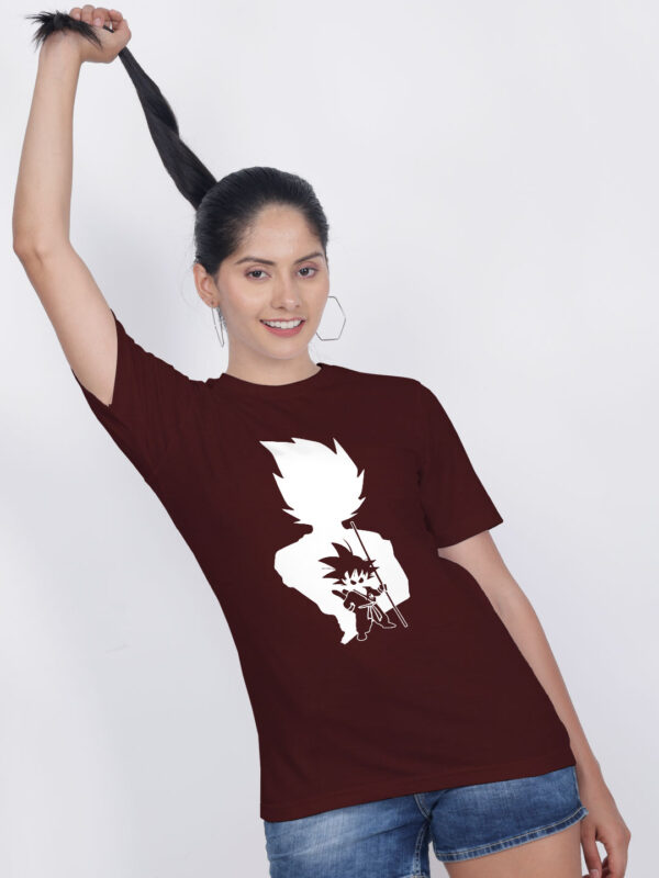 Maroon Cotton Goku Fighter Women T-shirt