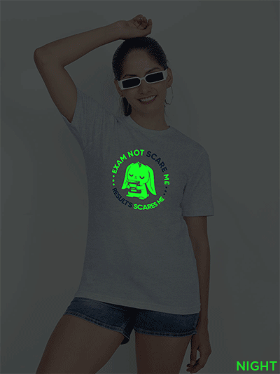 Grey Cotton Result Scares Me Glow in Dark Women T-shirt