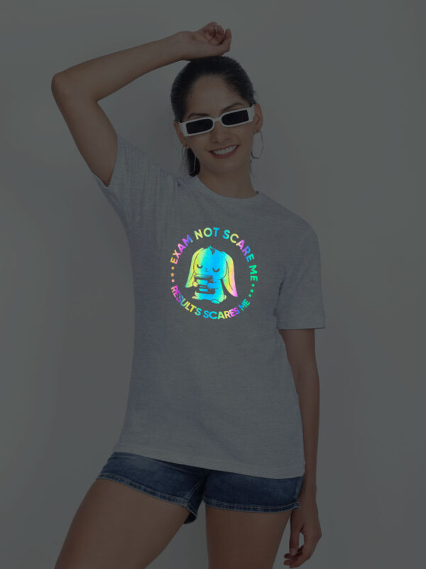 Grey Cotton Result Scares Me Rainbow Women T-shirt
