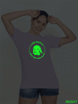 Lavender Cotton Cute Rabbit Like People Glow in Dark Women T-shirt