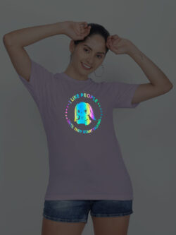 Lavender Cotton Cute Rabbit Like People Rainbow Women T-shirt