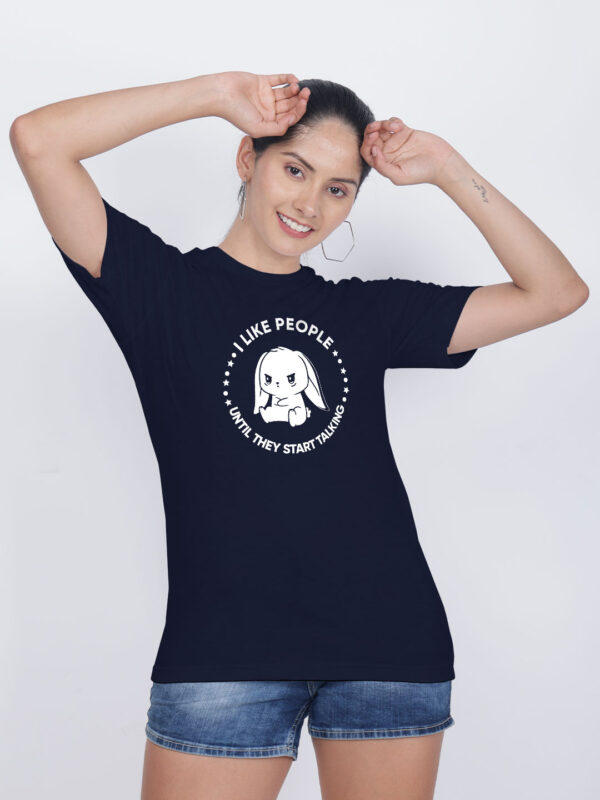 Nblue Cotton Cute Rabbit Like People Women T-shirt