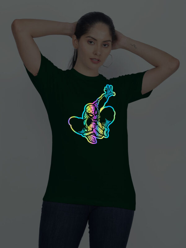 Bgreen Cotton Spider Man Rainbow Women T-shirt