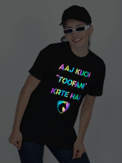Black Cotton Aaj Kuch Toofani Karte Hai Rainbow Women T-shirt