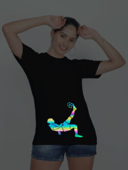 Black Cotton Magical Kick Rainbow Women T-shirt
