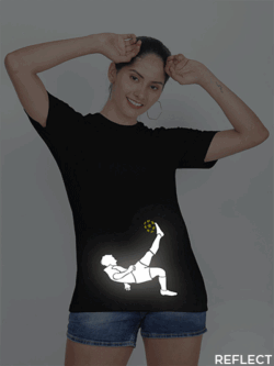 Black Cotton Magical Kick Reflective Women T-shirt