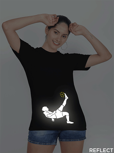 Black Cotton Magical Kick Reflective Women T-shirt