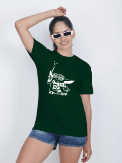Bgreen Cotton Magician Baby Yoda Women T-shirt
