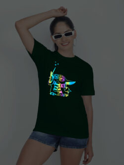 Bgreen Cotton Magician Baby Yoda Rainbow Women T-shirt