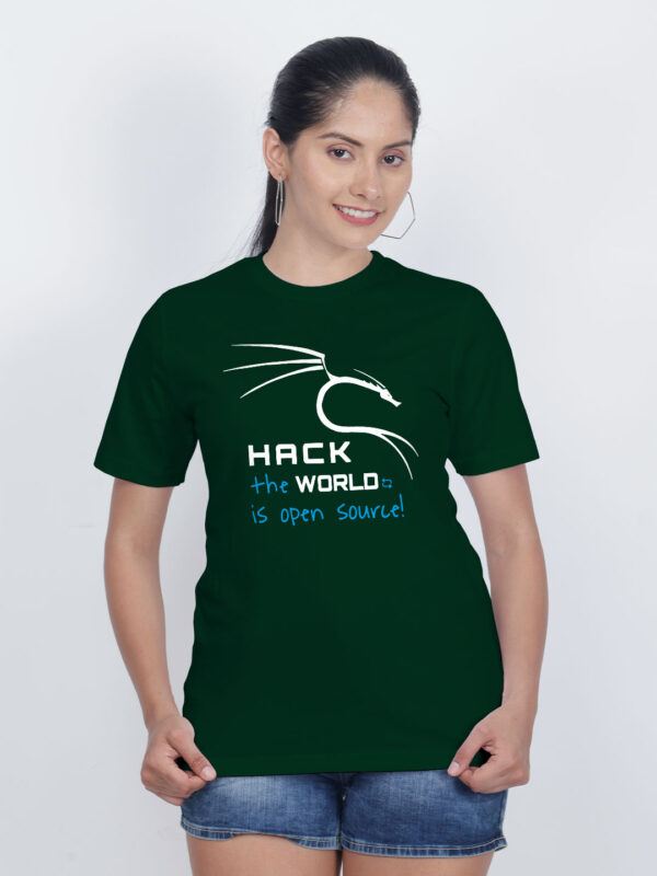 Bgreen Cotton Hack the World Hacker Women T-shirt
