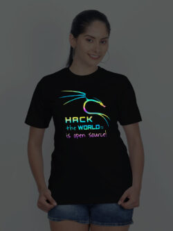 Black Cotton Hack the World Hacker Rainbow Women T-shirt