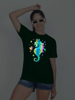 Bgreen Cotton Seahorse Rainbow Women T-shirt