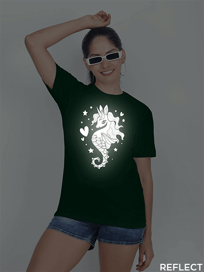 Bgreen Cotton Seahorse Reflective Women T-shirt