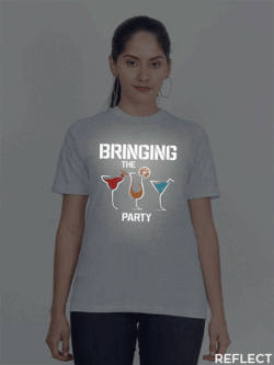Grey Cotton Bringing the Party Reflective Women T-shirt