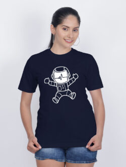 Nblue Cotton Astronaut Women T-shirt