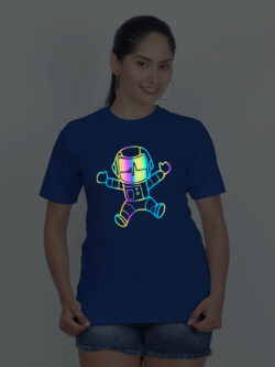 Rblue Cotton Astronaut Rainbow Women T-shirt