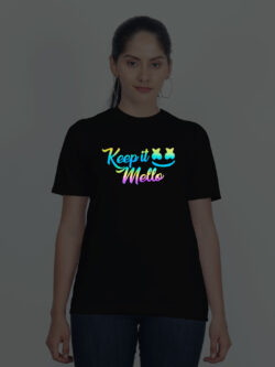 Black Cotton Keep it Mello Rainbow Women T-shirt